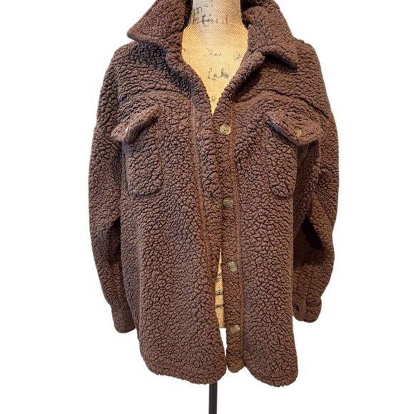 32 Degrees Jackets & Blazers - 32 Degrees Women's Brown Sherpa Jacket Size L Button Down Casual